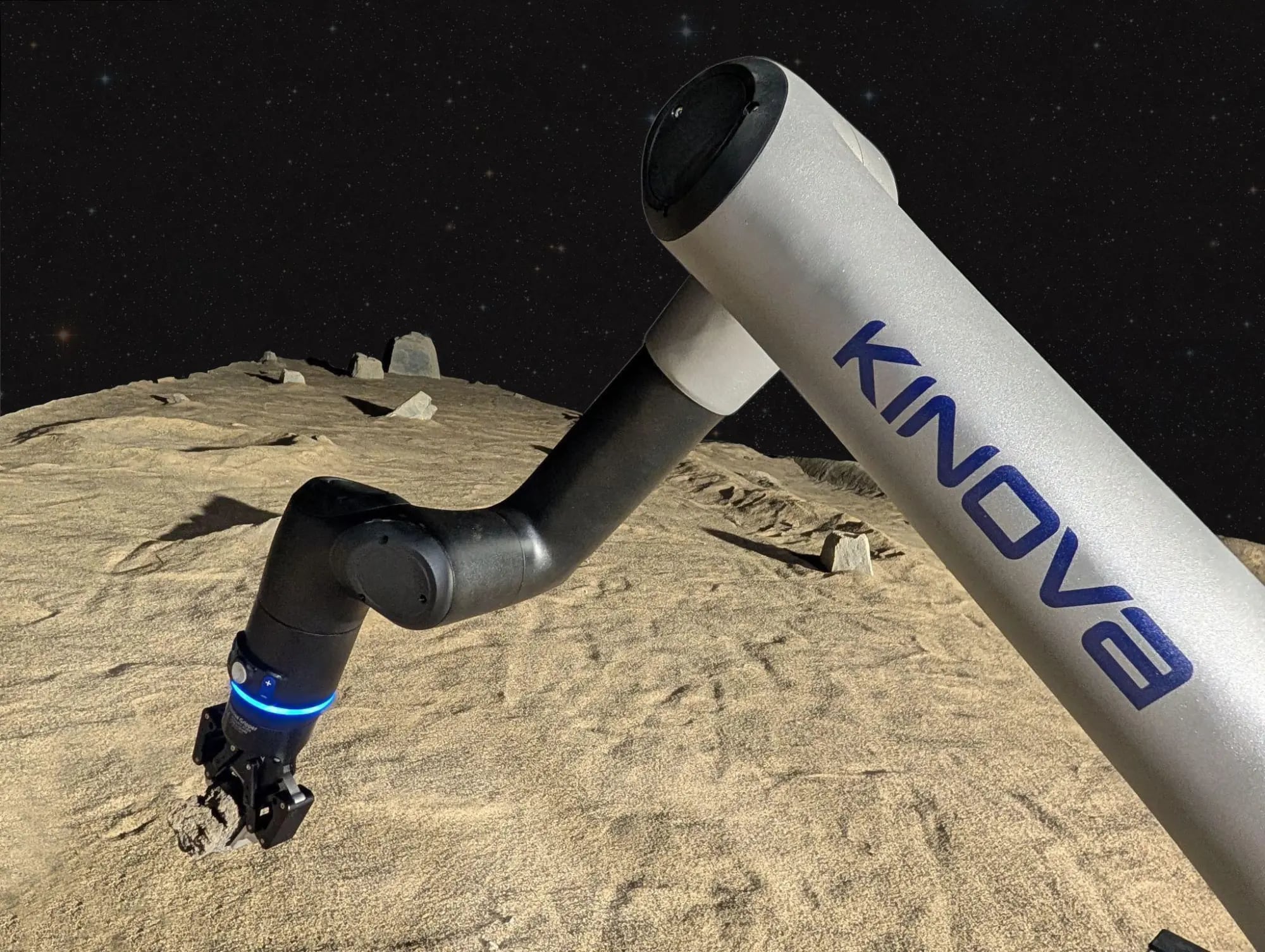 Kinova robotic arm and Mission Control team collaborating on lunar vehicle design
