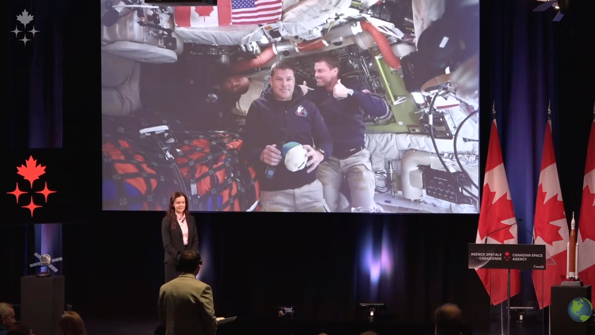 Canadian astronaut Jeremy Hansen speaks from space during media downlink