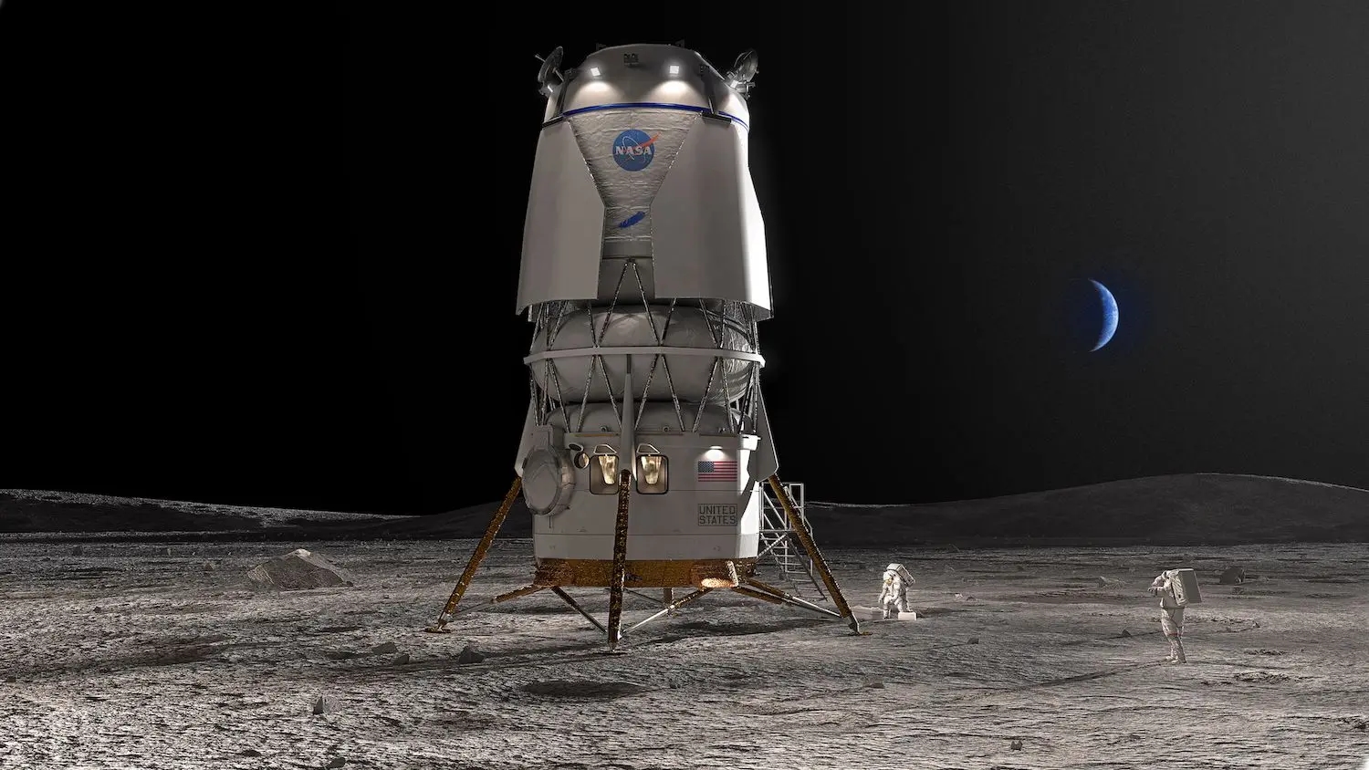 Blue Origin lunar lander cabin mock-up arrives as NASA's Artemis